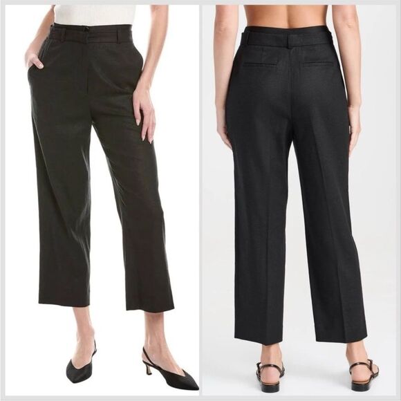 Favorite Daughter Pants - Favorite Daughter The Bea Pant Linen Blend Ankle Straight Trouser Black Size 6
